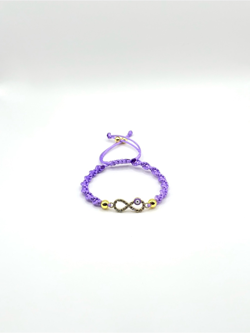 Purple Infinity Bracelet with evil eye